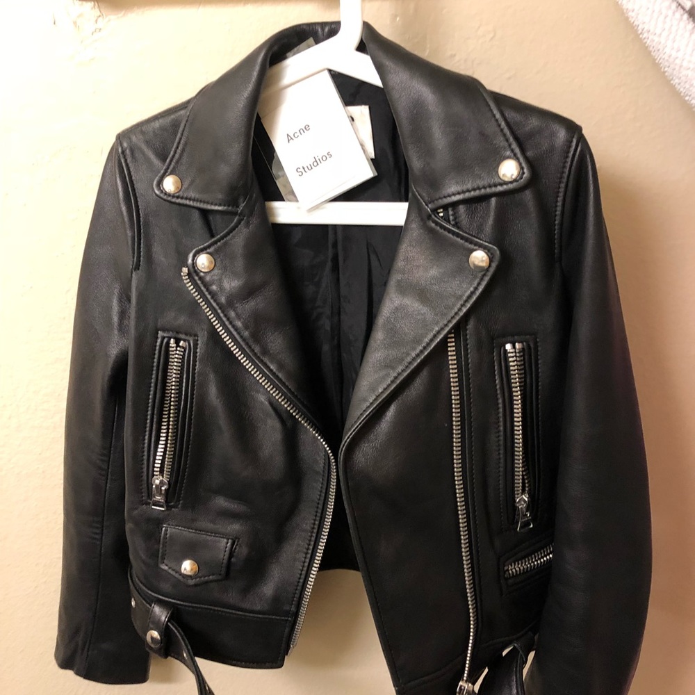 Acne studio black leather jacket